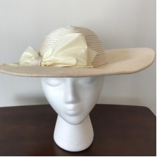 Mujer&apos;s Church Hat Light Tan Easter Derby Fancy Bow  eb-88227495